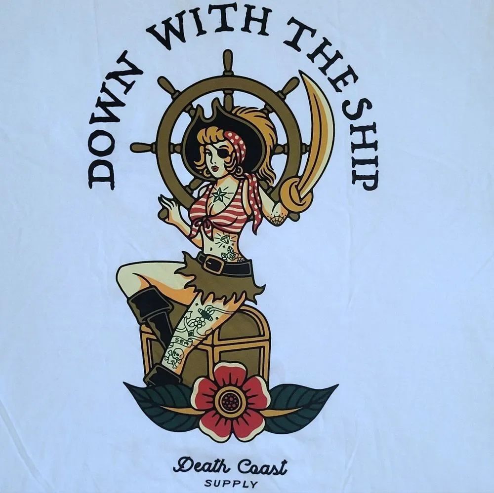Death☠️ Coast Supply "Down⬇️ With This Ship🚢" Graphic Tee👕 - NWOT - Picture 3 of 12